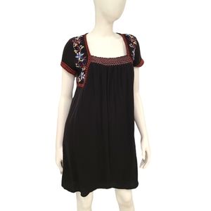 Old Navy Black Gauze Embroidered Boho Dress size Small